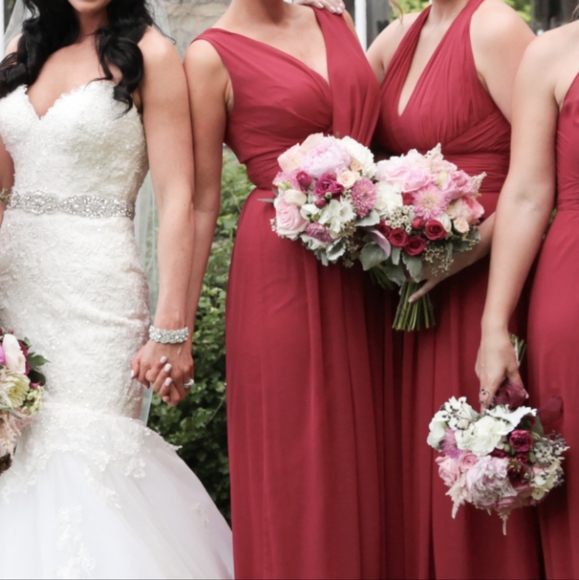 A-Line V-Neck Floor Length Chiffon Dress - Size 8 - Picture 6 of 7